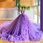 Lila wunderschöne Mode V-Ausschnitt Perlen lange Tüll bodenlangen Trailing Ballkleid Ballkleid Abendkleid Brautkleid gh1803