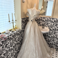 Light Champagne Off-the-Shoulder Waist-Cinched Full Flared Long Vintage Romantic Dress, Wedding Gown gh7591