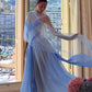 girlhomeshops-(Includes Scarf)Soft Blue Elegant Classic Dress Gradient Dress gh6327