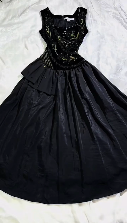 Black Square Neck Spaghetti Strap Rhinestone Fitted Waist Slim Long Prom & Evening Party Dress gh8514