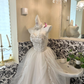 Ivory Strapless Waist-Cinched Full Flared Skirt Long Romantic Dress, Wedding Gown gh7646
