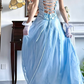 Light Ice‑Blue Vintage Halter A‑Line Evening Gown, V‑Neck Halter Neckline, Side Ruched Bodice, Waist 3D Floral Applique, Polka‑Dot Tulle Overlay Ruffled Skirt, Lustrous Satin Lining, Princess‑Style Formal Prom Dress gh8839