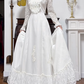 Ivory Vintage High‑Neck Lace Satin Wedding Dress, Long Sleeve Bridal Gown gh8747