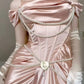 Rosa Vintage Perlen Perlen lange Satin formale Ballkleid Abendkleid Partykleid Brautjungfer Kleider gh4899