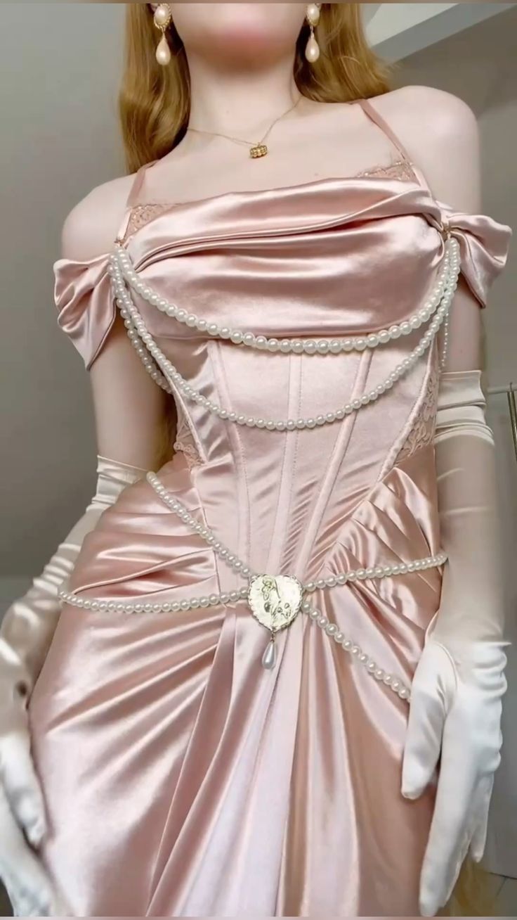 Rosa Vintage Perlen Perlen lange Satin formale Ballkleid Abendkleid Partykleid Brautjungfer Kleider gh4899