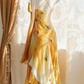 Women Gradient Orange Long Evening Dress Spaghetti Straps 3D Butterfly Floral Appliques Irregular Ruffled Skirt with Matching Sheer Shawl gh9565