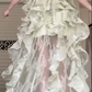 Sage Green Floral Print Spaghetti Strap Long Evening Gown, V‑Neck Bustier Bodice, Multi‑Layer Ruffled Cake Skirt, Sheer Lace High‑Slit Formal Dress gh8939