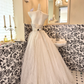 Ivory Strapless Gown with Rhinestones, Cinched Waist, Full Flared Skirt, Long Romantic Dress, Wedding Gown gh7777