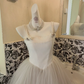Ivory Spaghetti Straps Cinched Waist Voluminous Full Flared Skirt Long Romantic Dress, Wedding Gown gh7823