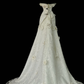 Ivory Vintage Mermaid Wedding Gown, Strapless 3D Rose Floral Appliqués, All‑Over Lace Embroidery, Fitted Waist, Lace Long Train With Scalloped Hem, Romantic Bridal Dress gh8882