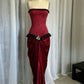 Robe de soirée longue en satin et dentelle délicate à la mode rétro bordeaux gh3466