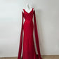 Girlhomeshops--Red sway collar halter back ribbon long satin prom dress party dress gh5478
