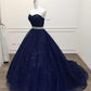 Königsblau/Lila wunderschönes glänzendes, exquisites, mit Perlen besetztes A-Linien-Ballkleid aus langem Tüll, Abendkleid gh3558