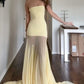 girlhomeshops-Yellow Elegant Mermaid Slim Long Chiffon Prom Dress Graduation Dress gh5930