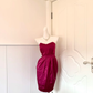 Women Burgundy Homecoming Dress, Strapless Sweetheart Neck Satin Short Dress High Waist Pleated Sheath Mini Party Gown gh9186