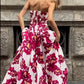 girlhomeshops-Red Floral Long Satin Chiffon Ball Gown Graduation Dress gh5928