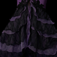 Purple‑Black Vintage Mermaid Evening Gown, Spaghetti Strap V‑Neck, Black Lace Appliqués, Fitted Waist, Tiered Ruffled Lace Mermaid Skirt, Gothic Retro Prom Party Dress gh8884