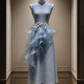 ✨Girlhomeshops-Light Blue Organza Ruffle Pearl Cheongsam Qipao gh10429