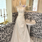 White Halter Lace Waist-Cinched Pleated Figure-Flattering A-Line Skirt Long Romantic Dress, Wedding Gown gh7769