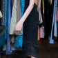 Black Vintage Prom Dress Halter Deep V Neck Starry Hand Beaded Bodycon Asymmetrical Ruffle Midi Evening Gown gh9615