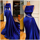 Blue gorgeous shiny long slit elegant floor-length ball gown evening dress party dress gh3232