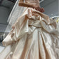 Nude Pink Elegant Fashion Vintage Exquisite Floral Long Satin Ball Gown Evening Dress Wedding Dress gh3202