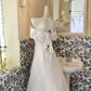 White Strapless Minimalist Elegant Waist-Cinched A-Line Skirt Romantic Dress, Wedding Gown gh7762