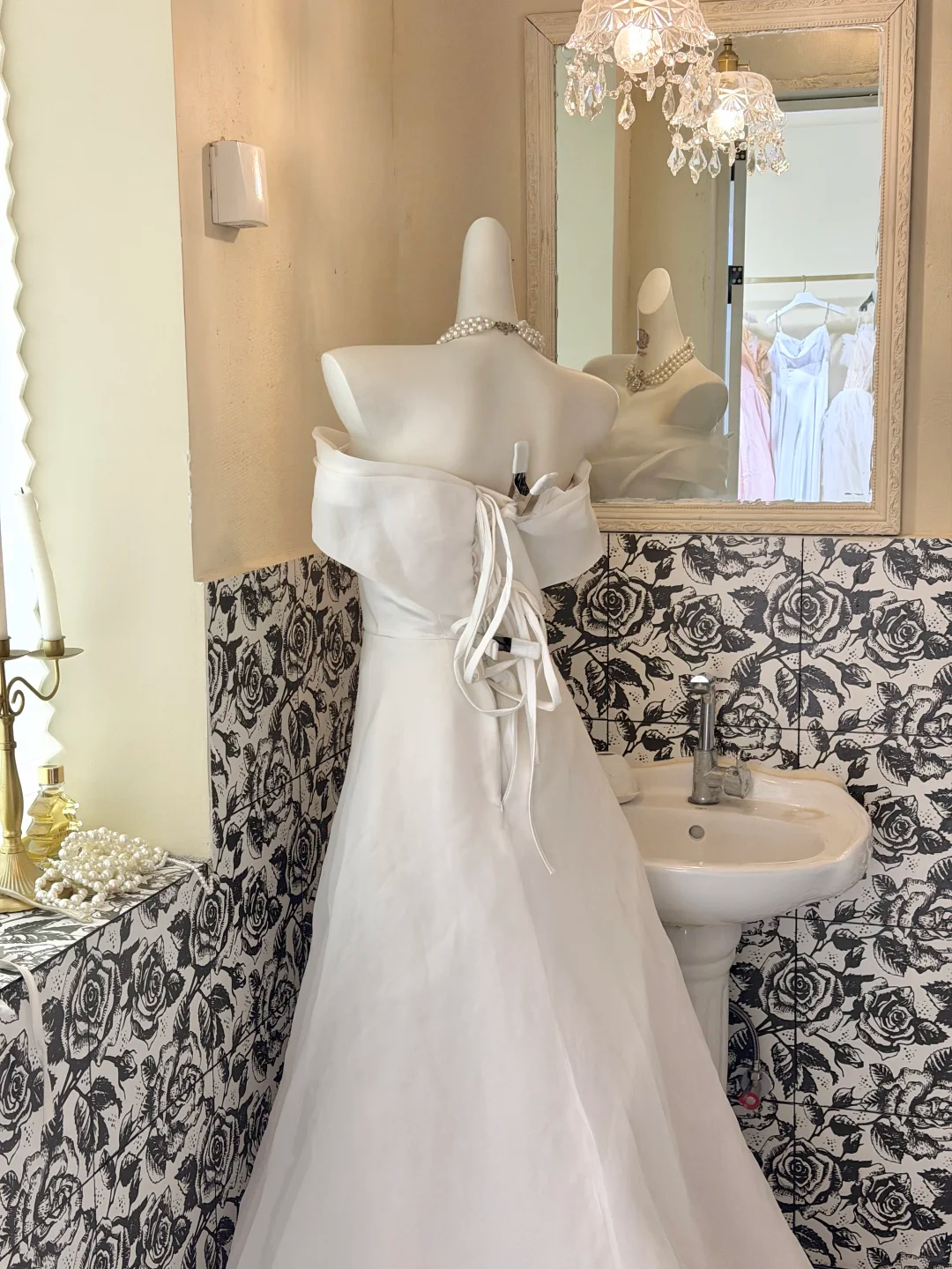 White Strapless Minimalist Elegant Waist-Cinched A-Line Skirt Romantic Dress, Wedding Gown gh7762