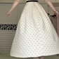 Vintage Cream Polka Dot Halter Sleeveless Midi Evening Gown, Collared V‑Neck With Black Bow Belt A‑Line Formal Prom Dress gh9010