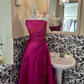 Magenta Strapless Waist-Cinched A-Line Long Romantic Dress, Wedding Gown gh7629
