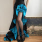 Black elegant sweetheart neckline ruffled skirt long satin floor-length train ball gown evening dress party dress gh3237