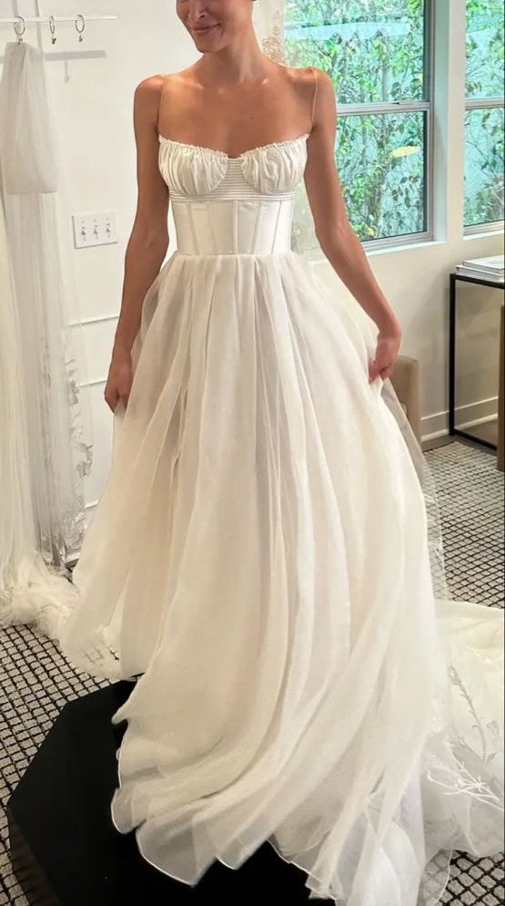 Weißes, modisches Brautkleid, langes Tüllkleid gh6862
