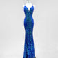 Girlhomeshops-Blue shiny fashion sequins long prom dress birthday party dress gh5420
