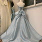 Robe de soirée longue en satin bleu, simple et élégante, gh4571