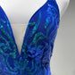 Girlhomeshops-Blue shiny fashion sequins long prom dress birthday party dress gh5420