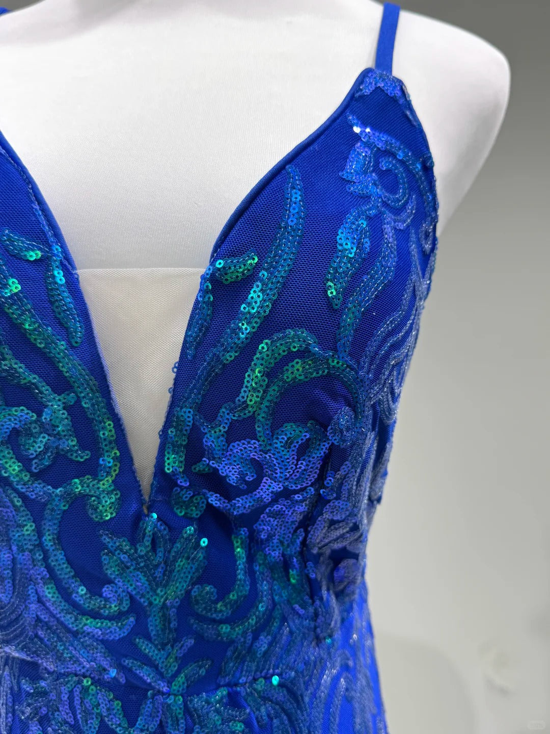 Girlhomeshops-Blue shiny fashion sequins long prom dress birthday party dress gh5420
