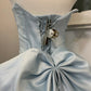 Robe de soirée longue en satin bleu, simple et élégante, gh4571