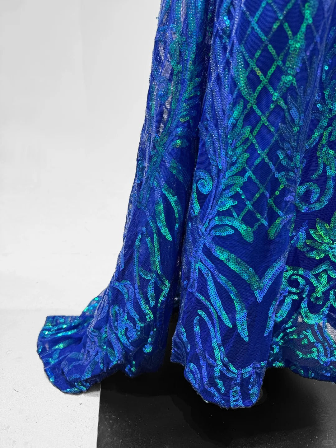Girlhomeshops-Blue shiny fashion sequins long prom dress birthday party dress gh5420