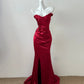 Rot glänzende Mode elegante lange bodenlangen Schleppe Satin sexy Schlitz Ballkleid Abendkleid Partykleid Ballkleid gh4053