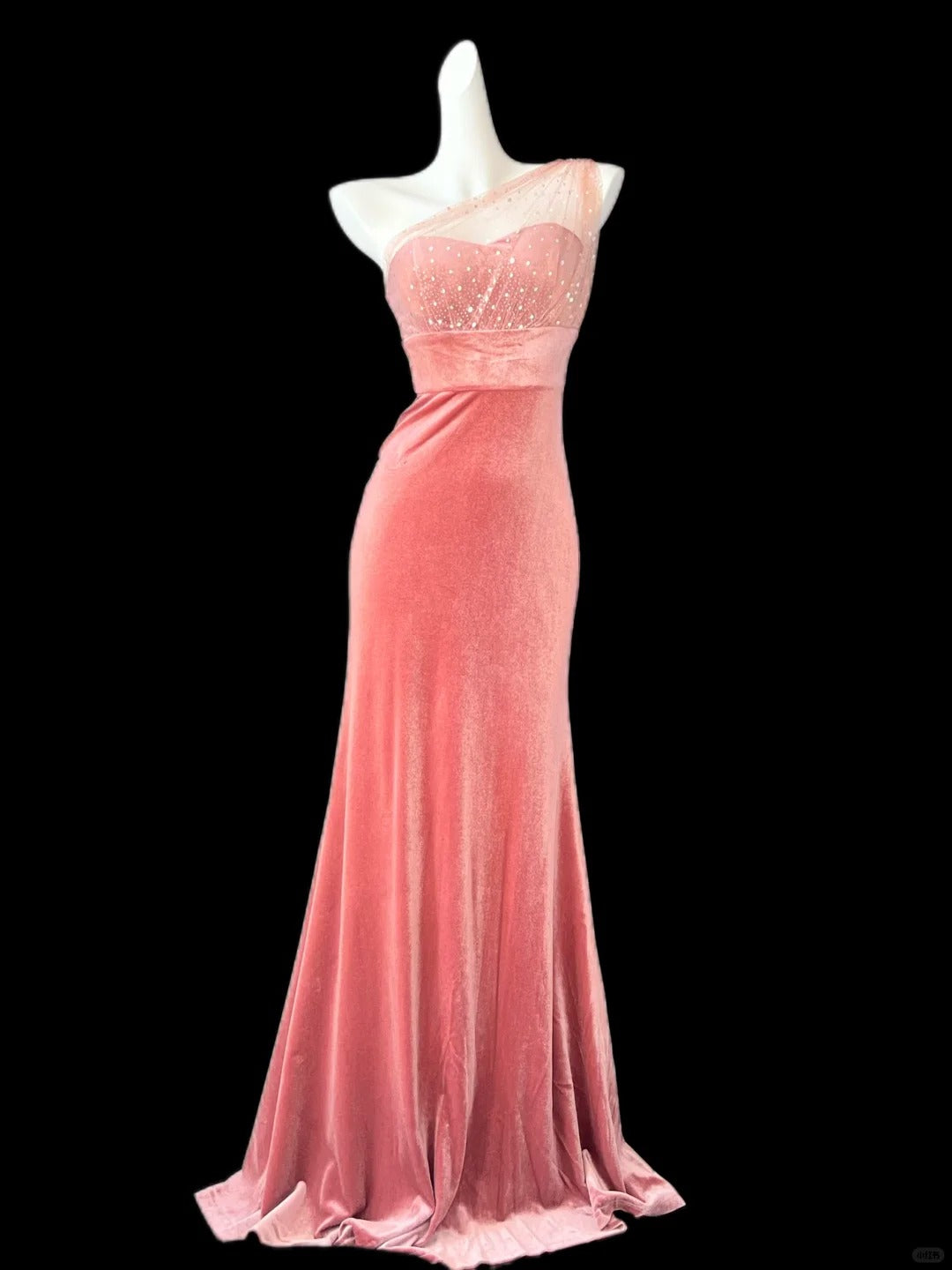 Rosa glänzend schlichte Mode elegante herzförmiger Ausschnitt eine Schulter lange Samt Pailletten Tüll bodenlangen Schleppe Ballkleid Abendkleid Ballkleid gh4073