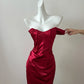 Rot glänzende Mode elegante lange bodenlangen Schleppe Satin sexy Schlitz Ballkleid Abendkleid Partykleid Ballkleid gh4053