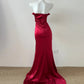 Rot glänzende Mode elegante lange bodenlangen Schleppe Satin sexy Schlitz Ballkleid Abendkleid Partykleid Ballkleid gh4053