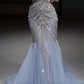 Wunderschönes, glänzendes, schulterfreies, exquisites, mit Perlen verziertes, langes Tüll-Meerjungfrauen-Kleid mit schmalem Fischschwanzrock, Ballkleid, formelles Abendkleid, Hochzeitskleid gh3559
