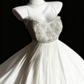 girlhomeshops – Weißes, zart besticktes, langes Tüll-Hochzeitskleid gh6286