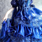 Une magnifique robe de bal longue en tulle bleu scintillant gh6848