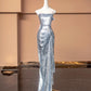 Silver Sparkle Sequin Long Prom Dress Evening Dress Party Dress gh4865