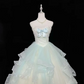 Light Mint Green Strapless Cinched Waist Voluminous Skirt Long Romantic Dress, Wedding Gown gh7957