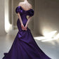 girlhomeshops-Purple Elegant Long Satin Train Prom Dress gh6236