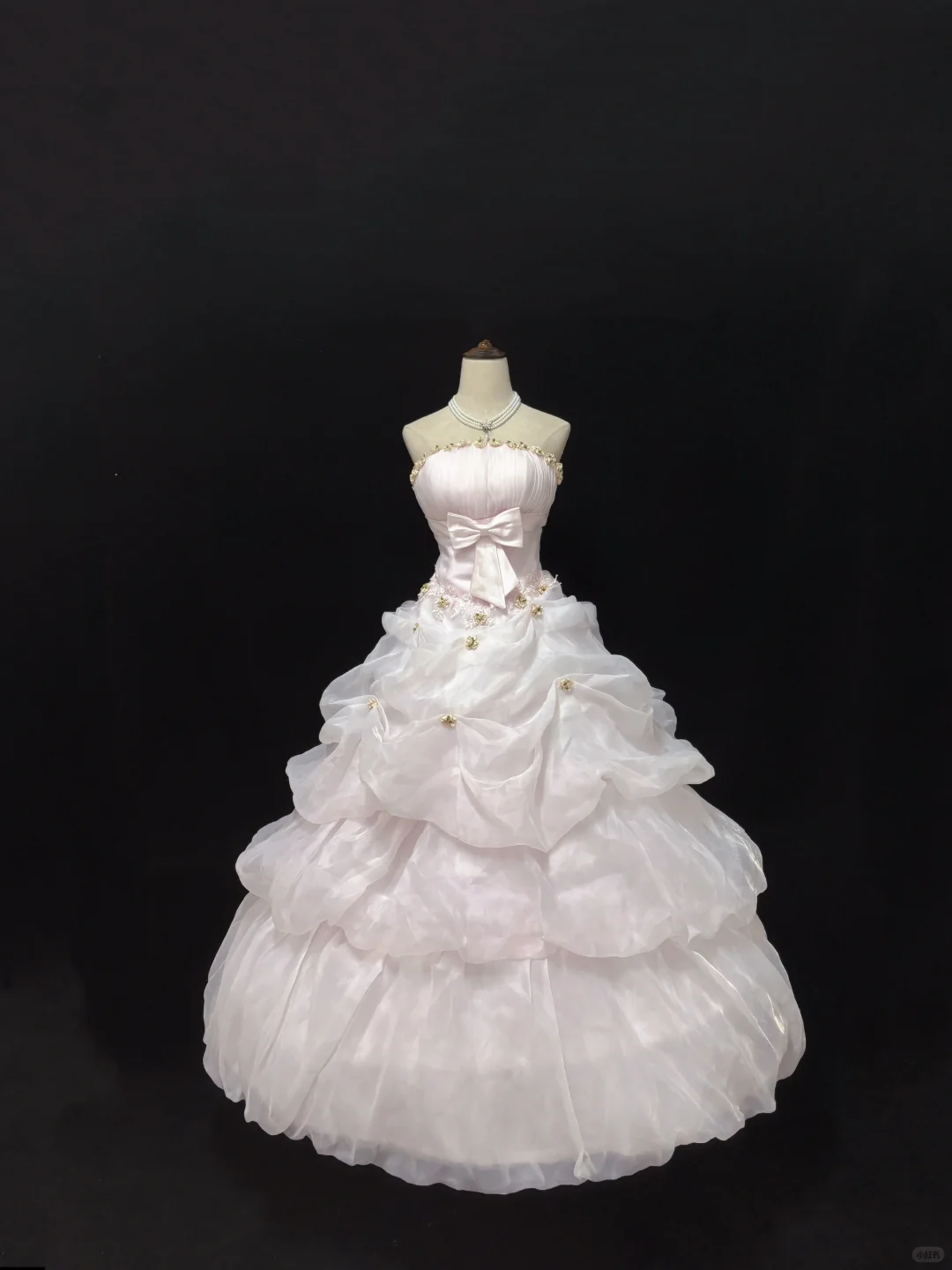 Blush Pink Strapless Gown, Cinched Waist, Voluminous Princess Skirt, Elegant Cute Romantic Dress, Wedding Gown gh8093