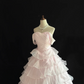 Blush Pink Strapless Cinched Waist Minimalist Elegant Voluminous Tiered Skirt Romantic Dress, Wedding Gown gh8003